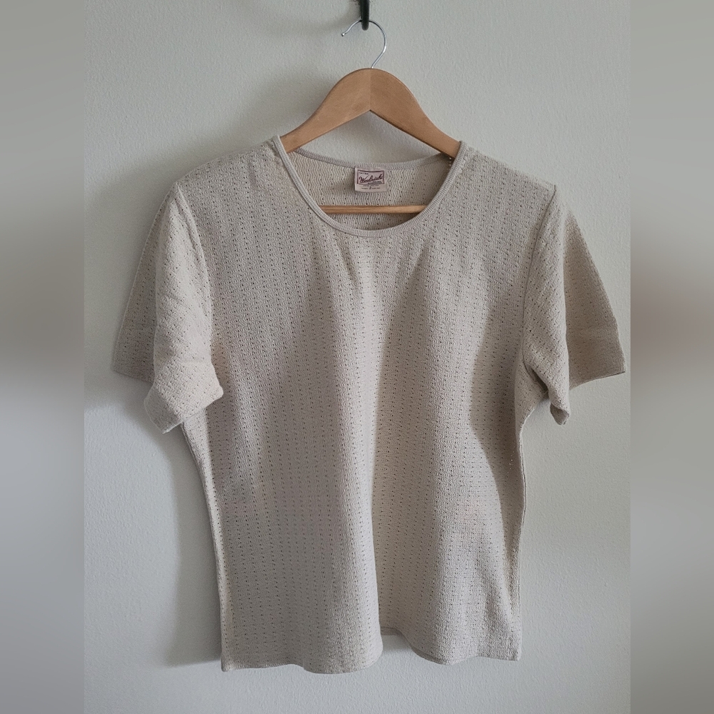 Vtg Woolrich Textured Semi Sheer Top, Women's Large, Oatmeal